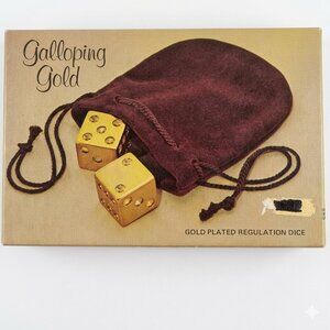 Galloping Gold Gold Plated Regulation Dice NIB Vintage Gift Set